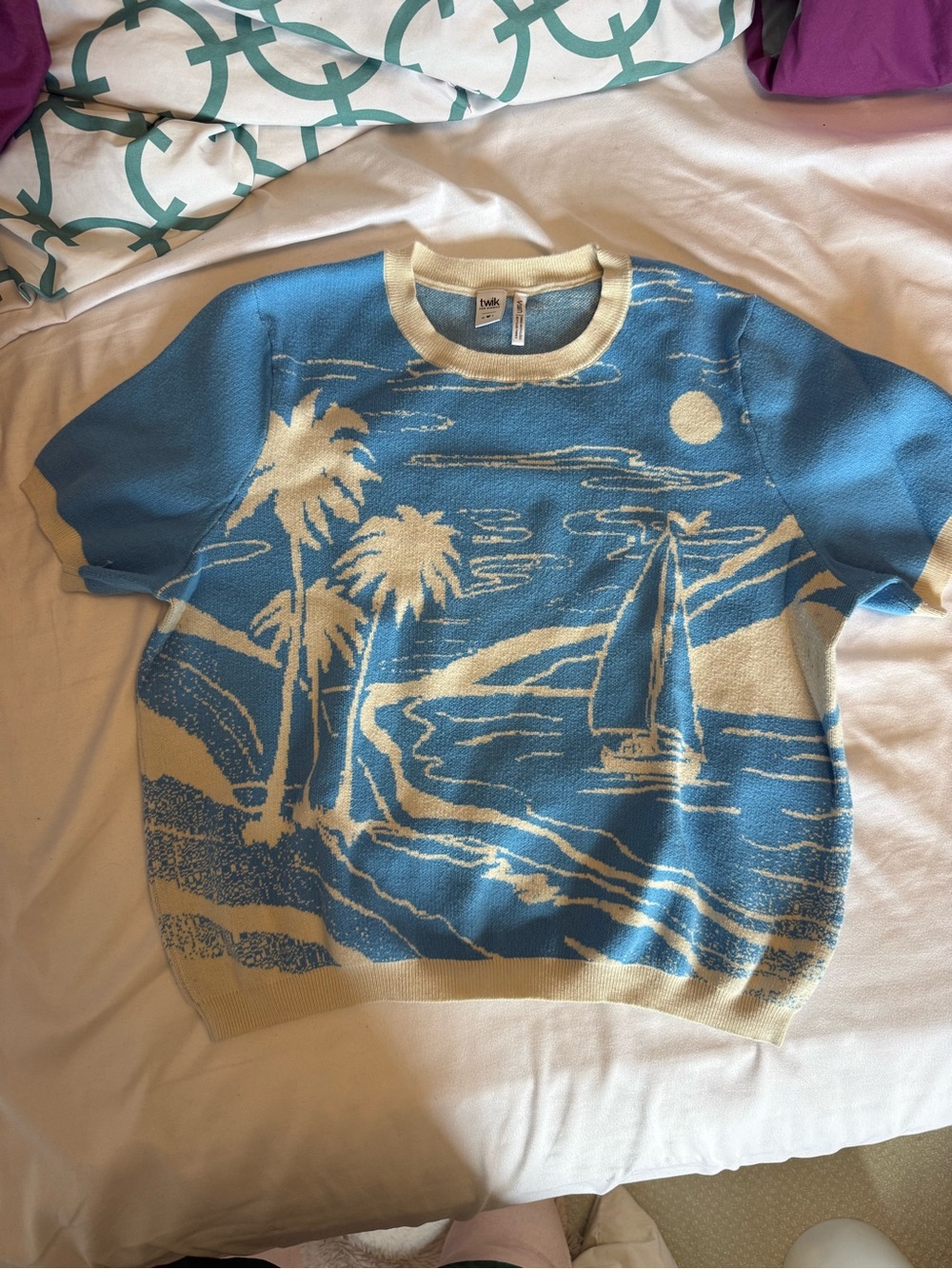 Simons twik Blue & Cream Maritime Knit Top